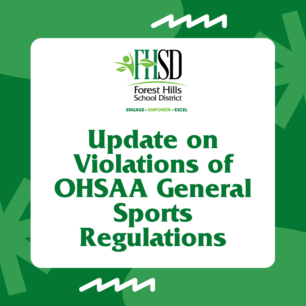 green graphic with FHSD logo that says "update on violations of OHSAA general sports regulations"